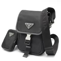 プラダ / PRADA　Re-Nylon × サフィアーノレザー　ミニ ショルダー / フォン ホルダー　2VD043　ブラック（ネロ）【中古】 商品番号 S-159666