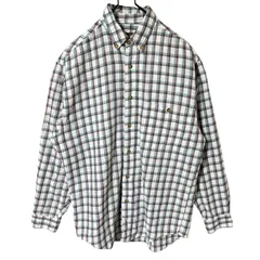 S エディーバウアー チェック ボタンダウン ホワイト 白 シャツ レディース ユニセックス メンズ 古着 長袖