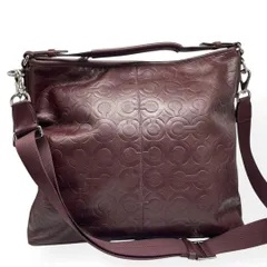 極美品　COACH　2way　ショルダーバッグ　レザー　オプアート　斜め掛け　茶