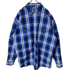 チェック オーバーサイズ ブルー 青 XL ウエスタン シャツ レディース ユニセックス メンズ 古着 長袖