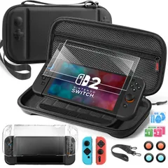 Switch 2 ケース セット Switch 2 専用 収納 パッケージセット スイッチ 収納ケース＋ガラス保護フィルム*2＋スティックカバー*4+ tpuカバー*2+PCコンソールシェル*1+ショルダーストラップ*1 大容量 収納バッグ 耐衝撃 防塵 全面