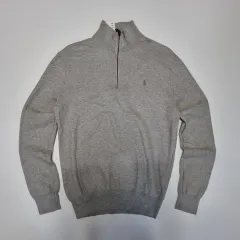 ポロ ハーフジップ ニット グレー