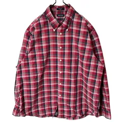 XL ノーティカ チェック レッド 赤 オーバーサイズ ボタンダウン シャツ レディース ユニセックス メンズ 古着 長袖