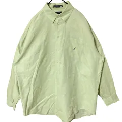 2XL グリーン系 緑 無地 シンプル 単色 オーバーサイズ ノーティカ ボタンダウン シャツ レディース ユニセックス メンズ 古着 長袖