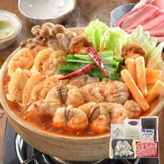 関とら本店 旨辛ふくチゲ鍋黒豚しゃぶしゃぶ (ごまふぐちり250g しゃぶしゃぶ用豚肉150g トッポッキ100g 鍋用餃子96g ふぐつみれ80g) てっちり