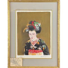 舞妓』徳力富吉郎 オリジナル木版画 サイン、EA有 画寸•40×25cm 美品
