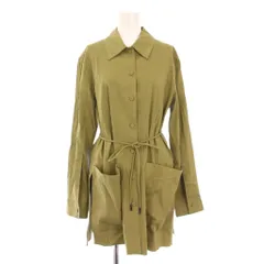 セオリー Theory シャツジャケット ステンカラー アウター ストレッチ ワンカラー ベルト 麻 リネン S カーキ /BB