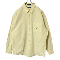 L ノーティカ 無地 シンプル 単色 ワンポイント イエロー 黄色 ボタンダウン シャツ レディース ユニセックス メンズ 古着 長袖