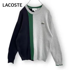 ラコステ LACOSTE アシンメトリー ワニロゴ 長袖 スウェットトレーナー メンズ US S＝Mサイズ相当 紺 ネイビー グレー