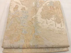 平和屋着物◎六通柄袋帯　流水樹林文　金糸　正絹　逸品　BAAV9386mz