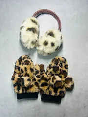 ディズニー リゾート レオパード柄 ミトン &イヤマフ（ノーブランド）セット ふわふわ