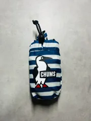 CHUMS チャムス エコバッグ マリンストライプ柄 カラビナ付き 収納袋付き