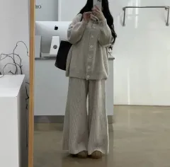 オーバーサイズ ニット タートルネック ズボン セット 3COLOR