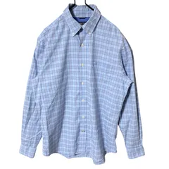 M ノーティカ ボタンダウン ブルー 青 チェック シャツ レディース ユニセックス メンズ 古着 長袖