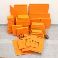ITAA4VFA7B80 HERMES エルメス BOX ショッパー 紙袋 純正 オレンジ ボックス  ブランド箱 空き箱  まとめ売り リボン 紙袋19枚 箱37個