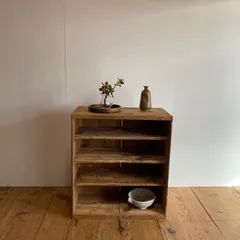 アンティーク 仕切り棚 チェスト 食器棚 書類棚 無垢材 無塗装 z842