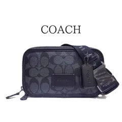 COACH コーチ ボディバッグ ワイアット ベルト バッグ シグネチャー キャンバス チャコール ブラック レザー CM106