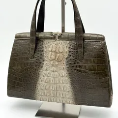 【良品】CROCODILE クロコ型押し ハンドバッグ フォーマル グリーン