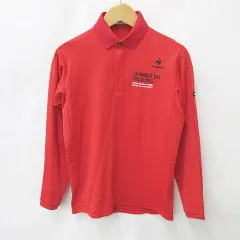 ルコックスポルティフ le coq sportif ゴルフ シャツ ポロシャツ 長袖 刺繍 ワッペン 赤 レッド M