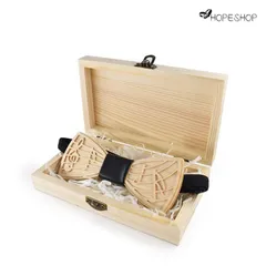 木製音楽記号独特彫刻蝶ネクタイ 木製ケース付き 簡易装着ボウタイ メンズフォーマルカジュアル両用 お祝いプレゼント（結婚式 / 記念日 / 誕生日） 手作り質感個性的アクセサリー ギフト最適 マルチカラー選択可能♪