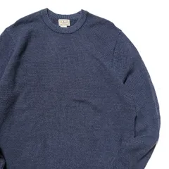 00's LLビーン 鹿の子編み クルーネック メリノウール ニット セーター (XL) 紺灰系 無地 00年代 旧タグ オールド L.L.Bean アウトドア アメリカ古着 USED ビンテージ ヴィンテージ