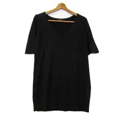 ニジュウサンク ニットチュニック シャツ 半袖 コットン100% トップス 黒 レディース 40サイズ ブラック 23区 【中古】