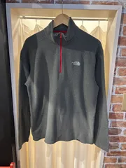 THE NORTH FACE ノースフェイス フリース ハーフジップ グレー レッド サイズM A-1574