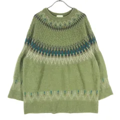 earth music&ecology アースミュージックアンドエコロジー フェアアイル柄 長袖 ノルディック セーター F カーキ レディース 古着