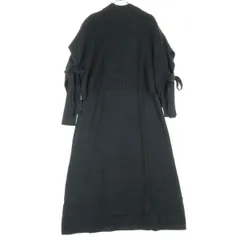 未使用 BLUE EAST ブルーイースト 長袖 ケープ付 ニット ロングワンピース M ブラック レディース 古着