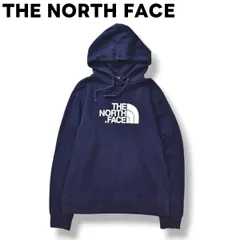 【定番】 ノースフェイス THE NORTH FACE ロゴ プリント スウェット パーカー フーディー トレーナー 裏起毛 L ネイビー アウトドア カジュアル ウェア ストリート タウンユース レジャー メンズ