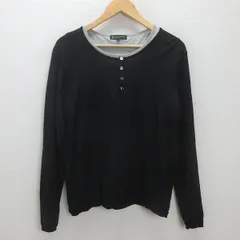 G■ユナイテッドアローズ/UNITED ARROWS B＆Y ウールニット/レイヤードコットンカットソー付き【L】黒灰/men's/4【中古】■