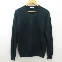 G■カルバンクライン/CALVIN KLEIN Vネックニット/ウール【L】緑/men's/2【中古】■