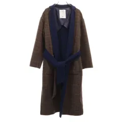 CAST:LISA キャストリサ ウールブレンド チェック ロングコート S ブラウン系 レディース 古着