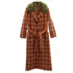 Lily Brown リリーブラウン ライナー付き ツイード ロングコート F オレンジ レディース 古着