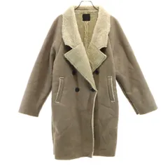 KBF ケービーエフ フェイクムートン ロングコート F ベージュ レディース 古着