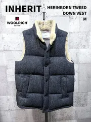 美品 INHERIT ジャーナルスタンダード X ウールリッチ ヘリンボーン ツイード ダウンベスト M インヘリット WOOOLRITCH HARRIS TWEED