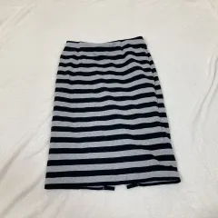 【エストネーション】スカート グレー　黒　36　ボーダー 綿　コットン タイト　日本製 Y2K フェアリーグランジ 森ガール バレエコア 