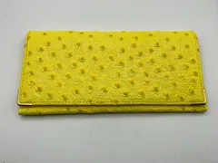 オーストリッチ 二つ折 長財布 イエロー 未使用品