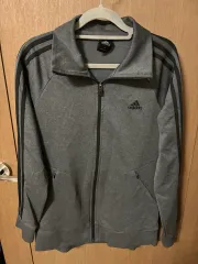 ADIDAS アディダス グレー 3本線 ジャージ M