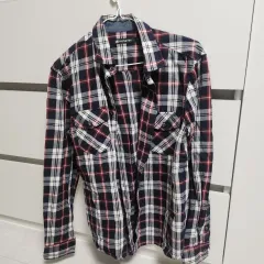 新品 HANGTEN 白 ゴン色 チェック柄 シャツ (Mサイズ)