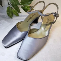 【良品】YVES SAINT LAURENT/イヴ・サンローラン/パンプス/アンクルストラップ/銀色/シルバー/約22.5cm