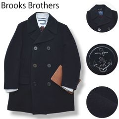 【美品】  ブルックスブラザーズ Brooks Brothers メルトンウール ピーコート Pコート S ネイビー 裏 タータンチェック柄 トラッド ビジネス 通勤 通学 カジュアル メンズ 男性用