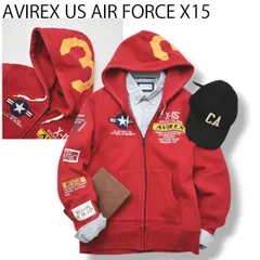 【豪華】 アヴィレックス AVIREX US AIR FORCE X15 スウェット フーディー パーカー M レッド アメカジ ストリート カジュアル ミリタリー メンズ 男性用