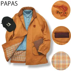 90sヴィンテージ 日本製 パパス PAPAS 中綿 コットン ジップジャケット パーカー L オレンジ ブラウン アメカジ ストリート カジュアル メンズ 男性用