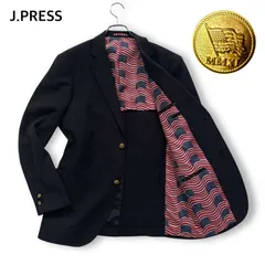 J.PRESS ジェイプレス RED RABEL レッドレーベル テーラードジャケット 紺ブレ 紺ブレザー 裏地 星条旗 シングル 背抜きセンターベント 金ボタン メタルボタン メンズ Lサイズ
