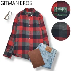 USA製 ギットマンブラザーズ GITMAN BROS 長袖 ポケット付き チェック ネルシャツ M レッド 赤 x ネイビー 紺 x グレー 灰 トラッド アメカジ ストリート メンズ