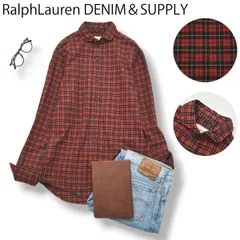 デニムアンドサプライ ラルフローレン 長袖 ネルシャツ XS チェック柄 赤 x 黒 x 黄色  アメカジ カジュアル メンズ レディース ユニセックス 男女兼用