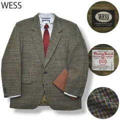 【美品】スウェーデン製 90sヴィンテージ WESS ハリスツイード Harris Tweed チェック柄 シングル 2B ツイード  テーラードジャケット ブレザー 秋冬 マルチカラー メンズ
