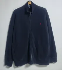 ポロラルフローレン ブラック コットン ニットジップアップ (オーバーサイズ XL)