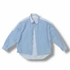 参考上代31,900円 ソフトハイフン DOUBLE FRONT OVER SIZED SIGNATURE SHIRT ダブルフロントオーバーサイズシグネチャーシャツ MGMFB231265-930 ブルー 3 (3783M)